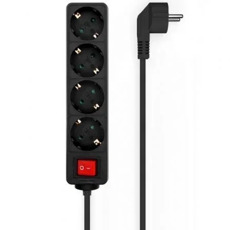 Aisens Regleta 4 Tomas con Interruptor, Cable 1.4m, Negro, A154-0650